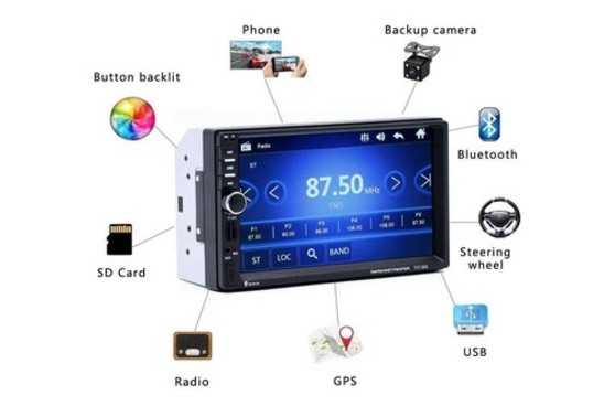 Автомагнитола 2Din 7018G 7 экран, GPS, Bluetooth. Пульт на руль и камера в комплекте фото №4