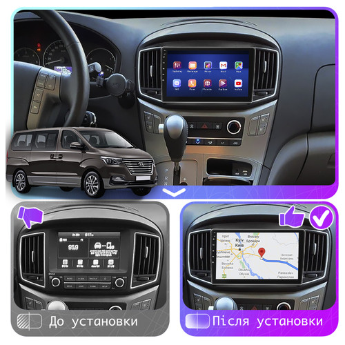 Магнітола Lesko для Hyundai Grand Starex I Рестайлінг 2 2017-2021 IPS 9 4/64Gb CarPlay 4G Wi-Fi GPS Prime фото №3