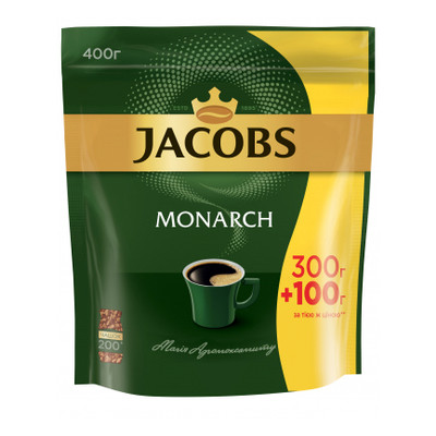 Кава Jacobs Monarch розчинна 400г пакет фото №1