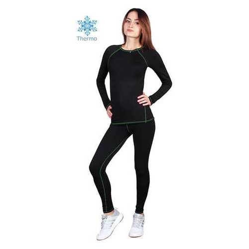 Термобілизна женское FirePower Polarflis-Stretch (L) Черное с зеленым фото №1