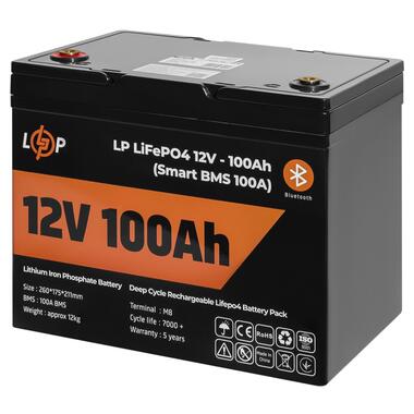 Акумулятор LogicPower LP LiFePO4 12V (12,8V) - 100 Ah (1280Wh) (Smart BMS 100А) з BT пластик для ДБЖ (LP20197) фото №3
