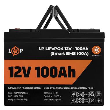 Акумулятор LogicPower LP LiFePO4 12V (12,8V) - 100 Ah (1280Wh) (Smart BMS 100А) з BT пластик для ДБЖ (LP20197) фото №2