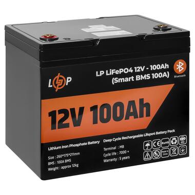 Акумулятор LogicPower LP LiFePO4 12V (12,8V) - 100 Ah (1280Wh) (Smart BMS 100А) з BT пластик для ДБЖ (LP20197) фото №4