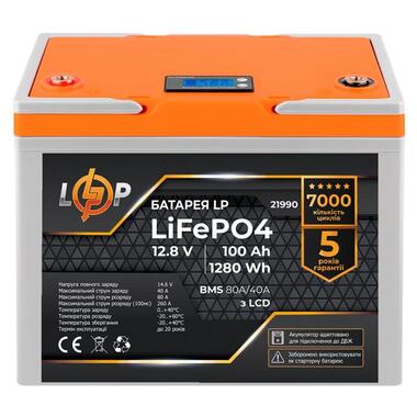 Акумуляторна батарея LogicPower 12V 100 AH (1280Wh) для ДБЖ з LCD (BMS 80A/40А) LiFePO4 фото №1