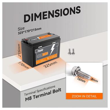 Аккумуляторная батарея LiFePO4 PowMr 100AH 12.8V фото №4