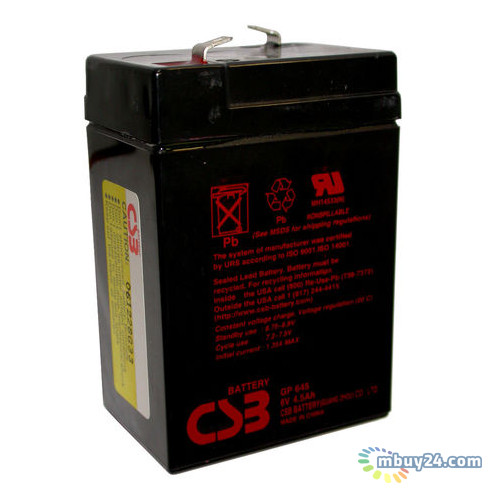Акумуляторна батарея CSB 6V 4.5AH (GP645) AGM, F2 фото №1