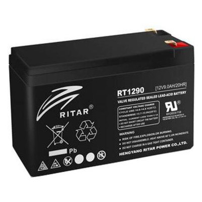 Батарея до ДБЖ Ritar AGM RT1290B, 12 V-9 Ah, Black (RT1290B) фото №1