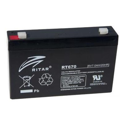 Батарея до ДБЖ Ritar RT670 6V-7.0Ah (RT670) фото №1