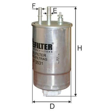 Фільтр паливний M-Filter FIAT DOBLO 1.3 D DUCATO 2007 2.0-3.0 JTD 06 (DF3531) фото №1