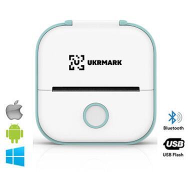Принтер чеків UKRMARK P02GN Bluetooth біло-зелений (00912) фото №1
