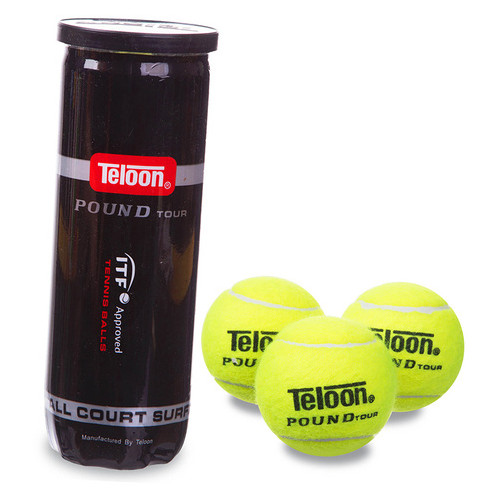 М'яч для великого тенісу Teloon Pound Tour T828P3 Салатовий 3шт (60496035) фото №1
