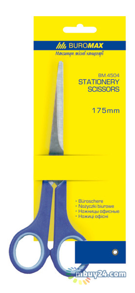 Ножиці з гумовими ручками Buromax 175мм (BM.4504) фото №1
