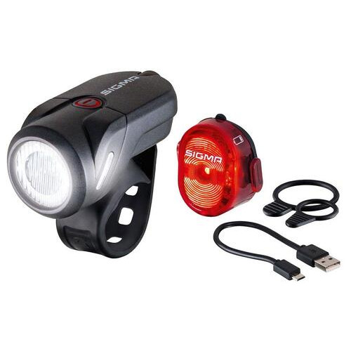 Комплект фонарей Sigma Sport Aura 35 / Nugget II K-Set USB Чорний фото №23