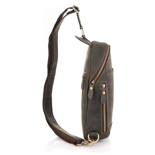 Сумка-слинг в винтажном стиле коричневая Tiding Bag t2104 фото №6