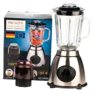 Кухонний блендер з чашею Henschll HS-9999 1000 Вт 5 швидкостей нержавіюча сталь/чорний (HS-9999_761) фото №3