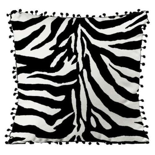 Подушка декоративна (мішковина) з помпонами Забарвлення зебри 45PHBP_EX001 фото №1