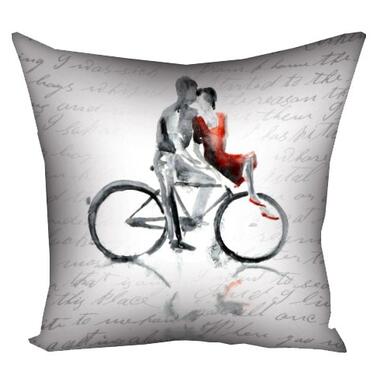 Подушка з принтом 30х30 см Поцілунок на велосипеді 3P_LP177 фото №1