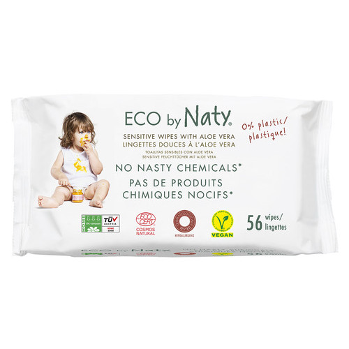 Органічні серветки Eco by Naty з алое 56 шт. фото №1