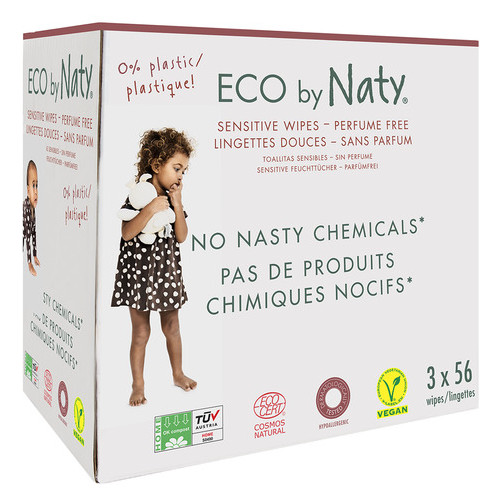 Органічні серветки Eco by Naty без запаху 168 шт (3 упаковки за 1) фото №1