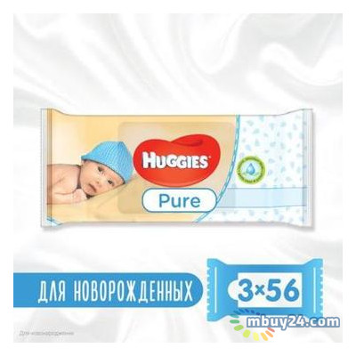 Вологі серветки Huggies Ultra Comfort Pure 56 х 3 шт (5029053550091) фото №1