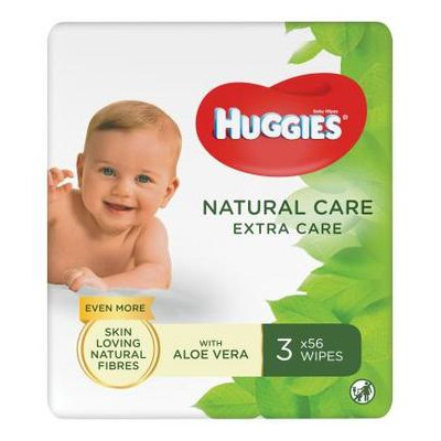Влажные салфетки Huggies Natural Care Extra Care 3 х 56 шт (5029054222140) фото №1