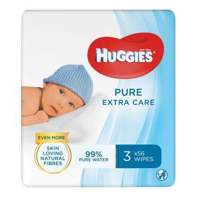 Вологі серветки Huggies Pure Extra Care 3 х 56 шт (5029054222119) фото №1