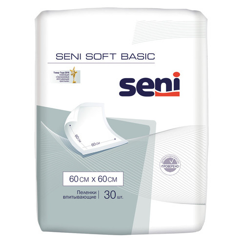 Одноразовые пеленки Seni Soft Basic 60х60 см (30 шт) (5900516692308) фото №1