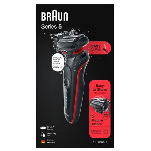 Електрична бритва BRAUN Series 5 51-R1000s чорно-червона фото №8
