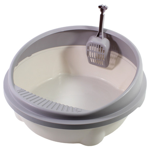 Туалет-лоток Taotaopets 221115 Gray для кішок з лопаткою круглий 49*45*22cm фото №1