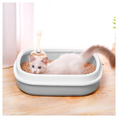 Туалет лоток для кішок з лопаткою Taotaopets 225501 46*38*13 см Gray фото №2