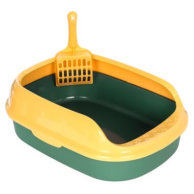 Туалет круглий для кішок з лопаткою Taotaopets 227701 40*29*13,5 cm Green + Yellow фото №1
