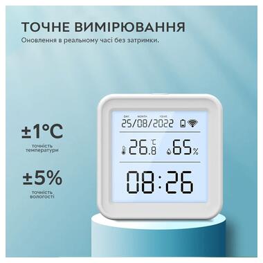 Розумний Wi-Fi датчик Tuya температури та вологості повітря з пдсвчуванням, Model 2 Білий фото №3