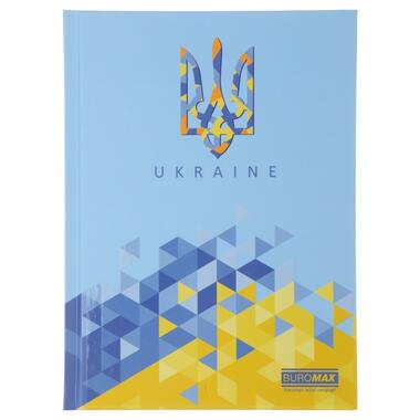 Блокнот UKRAINE А5 96 аркушів у клітинку тверда картонна обкладинка блакитний BUROMAX фото №1