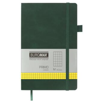 Книга записна Buromax Primo 125x195 мм 96 аркушів у клітинку обкладинка зі штучної шкіри Зелена (BM.291161-04) фото №1