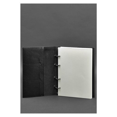 Шкіряний блокнот на кільцях Blank Note 9.0 з твердою вугільно-чорною обкладинкою BN-SB-9-hard-ygol фото №2