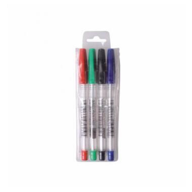 Набір ручок кулькових H-Tone 0.7 мм 4 шт (синя, чорна, червона, зелена) (JJ201318) фото №1