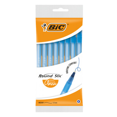 Ручка масляна BIC Round Stic синя 8шт у блістері (bc928497) фото №1