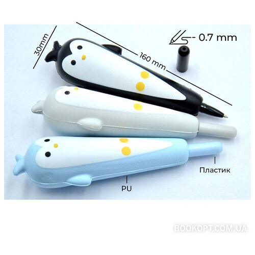Набір ручок масляних 0.7 мм BP5026 Squishy Penguin (3шт) фото №2