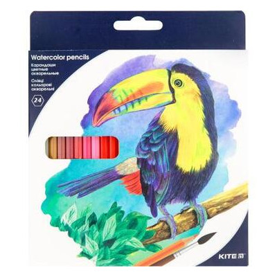 Олівці кольорові Kite Птахи акварельні 24 кольорів (K18-1050) фото №1