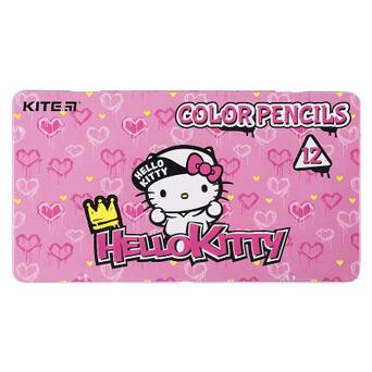 Олівці кольорові тригранні Kite Hello Kitty 12 шт., мет.пенал (HK21-058) фото №1