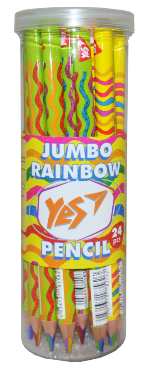Олівець YES Rainbow Jumbo із шестиколірним грифелем, трикутний (290576) фото №1
