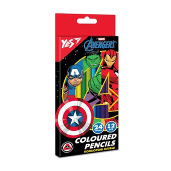 Олівці кольорові Yes Marvel.Avengers двосторонні 12 шт. 24 кольорів  (290678) фото №1