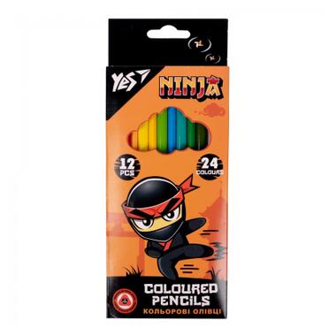 Олівці кольорові Yes Ninja двосторонні 12 шт. 24 кол. (290707) фото №1