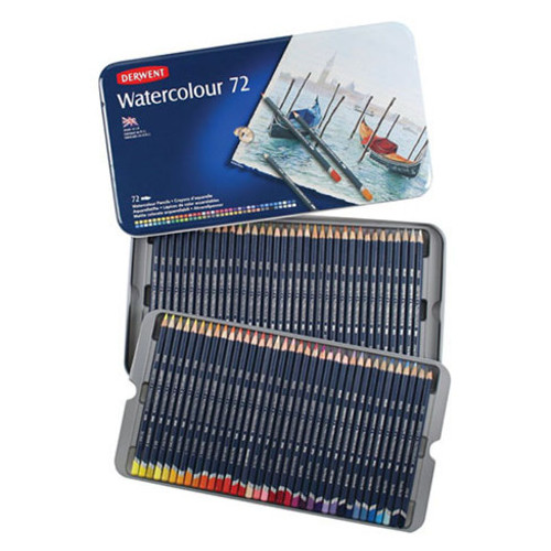 Набір акварельних олівців Derwent WaterСolour 72 кольори металевий пенал (5010255784544) фото №1
