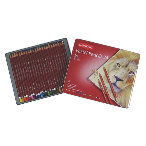 Набір пастельних олівців Derwent Pastel Pencils 24 кольори металевий пенал (5010255801333) фото №1