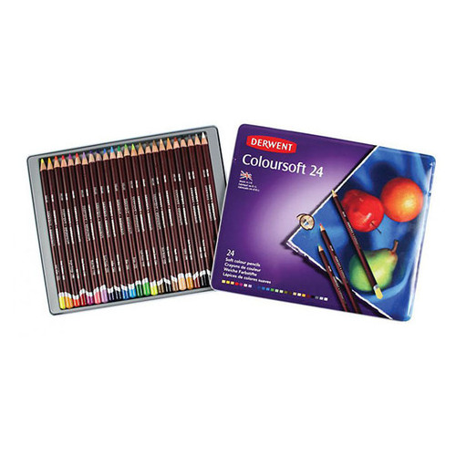 Набір кольорових олівців Derwent Coloursoft 24 кольори металевий пенал (5028252188937) фото №1