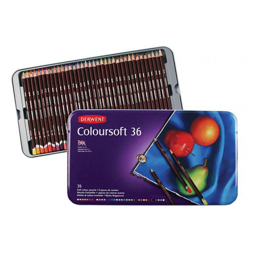 Набір кольорових олівців Derwent Coloursoft 36 кольорів металевий пенал (5028252188944) фото №1