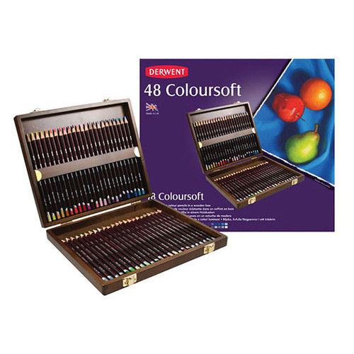 Набор цветных карандашей Derwent Coloursoft 48 цветов деревянный пенал (5028252225045) фото №1