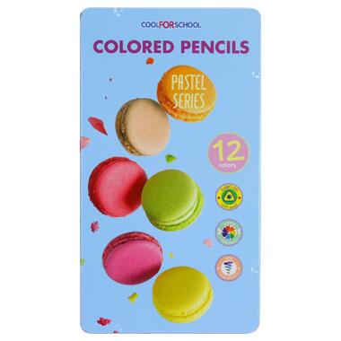 Олівці кольорові Cool For School Pastel Преміум в металевій коробці 12 кольорів (CF15188) фото №1