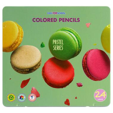 Олівці кольорові Cool For School Pastel Преміум в металевій коробці 24 кольори (CF15189) фото №1